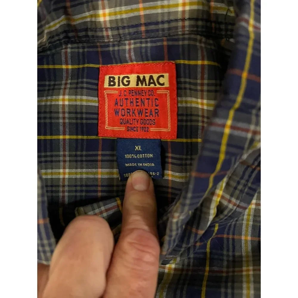 Vintage JCPenney BIG MAC Shirt Mens, Authentic Workwear - Size XL - Plaid - Picture 2 of 3